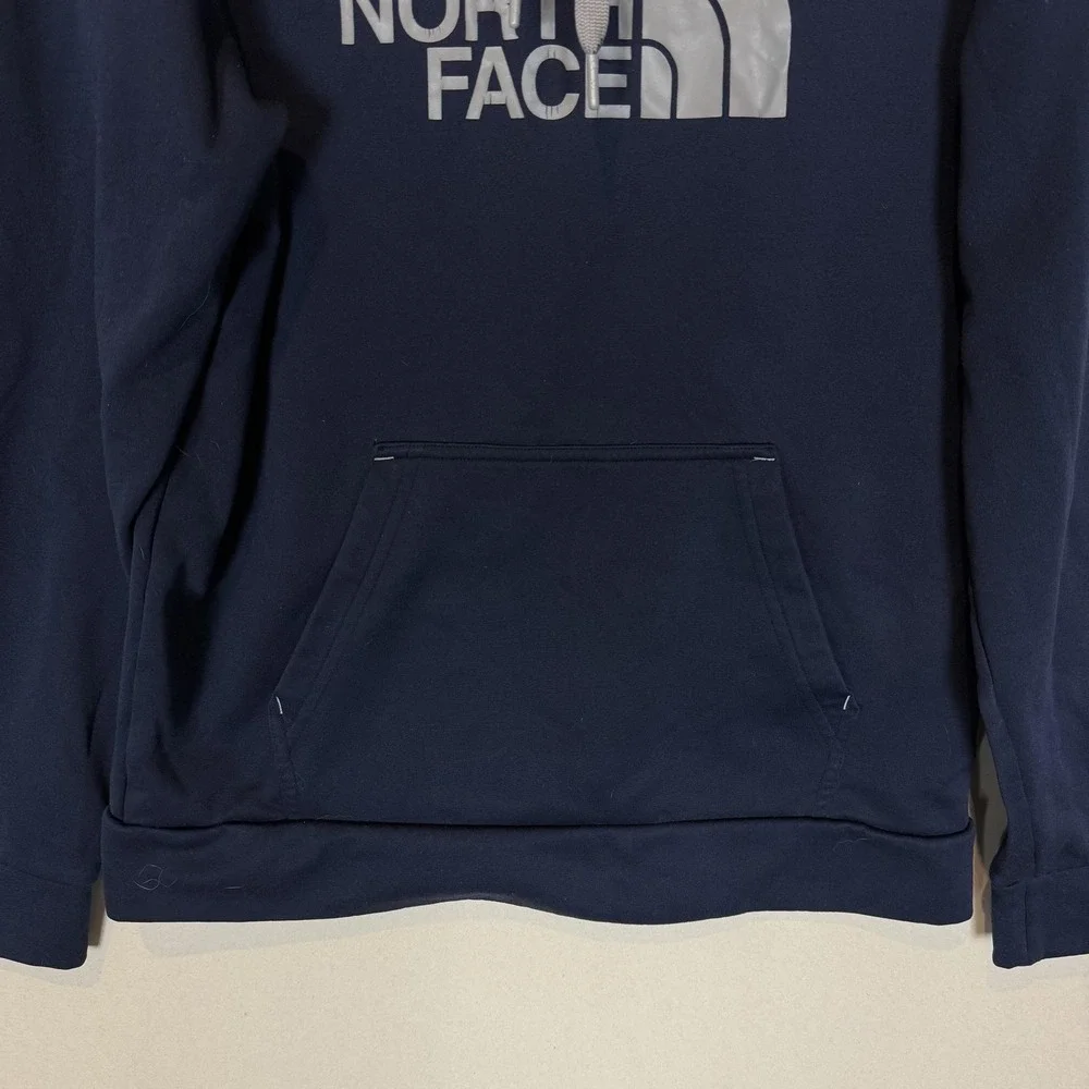 The North Face Hoodie Mens Small Blue Pullover Fleece Logo Graphic Kangaroo‎